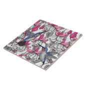 白い明るい赤紫色とハチドリ タイル (側面)