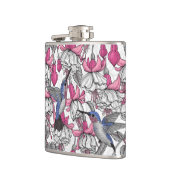 白い明るい赤紫色とハチドリ フラスク (左)