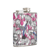 白い明るい赤紫色とハチドリ フラスク (右)