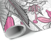 白い明るい赤紫色とハチドリ ラッピングペーパー (ロールコーナー)