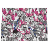 白い明るい赤紫色とハチドリ ラージペーパーバッグ (正面)