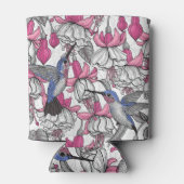 白い明るい赤紫色とハチドリ 缶クーラー (裏面)