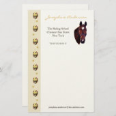 白い星が付いているクリの馬のポートレート 便箋 (正面/裏面)