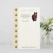 白い星が付いているクリの馬のポートレート 便箋 (スタンド正面)