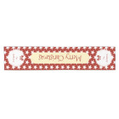 白い星と家族の名前とクリスマスレッド ショートテーブルランナー (横)