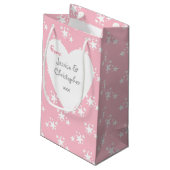 白い星のクリスマスピンク スモールペーパーバッグ (裏面アングル)
