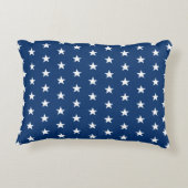 白い星のネイビーブルーのパターン アクセントクッション (裏面)