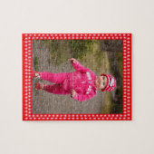 白い星の赤いフレーム画像あなたの写真 ジグソーパズル (横)