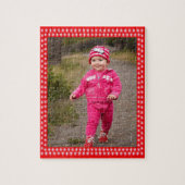 白い星の赤いフレーム画像あなたの写真 ジグソーパズル (縦)