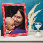 白い星の赤いフレーム画像あなたの写真 フォトプラーク (側面)