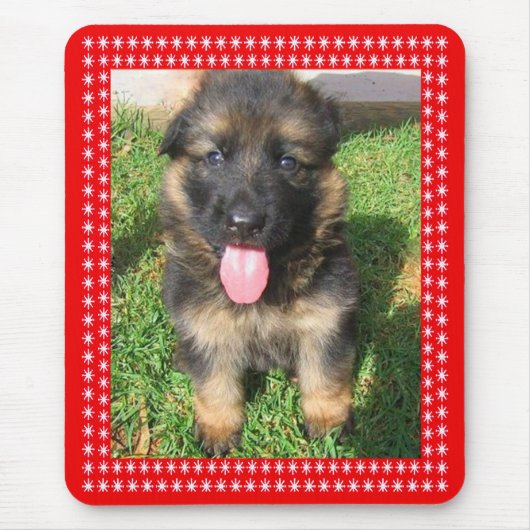 白い星の赤いフレーム画像あなたの写真 マウスパッド (正面)