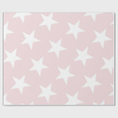 白い星の赤面のピンクのモダンでシックなデザインのトレンディー ラッピングペーパー (フラット)