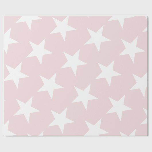 白い星の赤面のピンクのモダンでシックなデザインのトレンディー ラッピングペーパー (フラット)