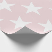 白い星の赤面のピンクのモダンでシックなデザインのトレンディー ラッピングペーパー (角)
