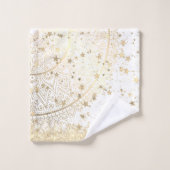 白い星を使った金ゴールドの魅力的な曼荼羅 バスタオルセット (ウォッシュタオル)