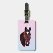 白い星を持つクリの馬 ラゲッジタグ (正面縦)