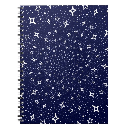 白い星スパイラルネイビーパープルブルー背景 ノートブック (正面)