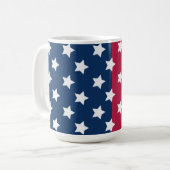 白い星付き青と赤の色のブロック コーヒーマグカップ (正面左)