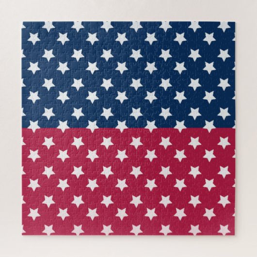 白い星付き青と赤の色のブロック ジグソーパズル (縦)