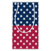 白い星付き青と赤の色のブロック スモールペーパーバッグ (正面)