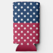 白い星付き青と赤の色のブロック スリム缶クーラー (裏面)