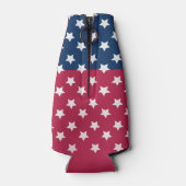 白い星付き青と赤の色のブロック ボトルクーラー (裏面)