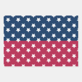 白い星付き青と赤の色のブロック ラッピングペーパーシート (正面)