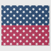 白い星付き青と赤の色のブロック ラッピングペーパー (フラット)
