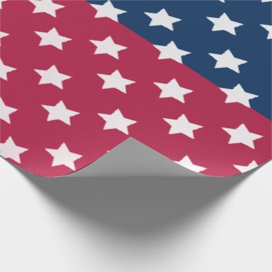 白い星付き青と赤の色のブロック ラッピングペーパー (角)