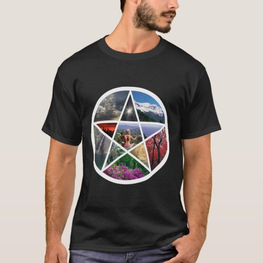 白い星形五角形のコラージュ Tシャツ (正面)