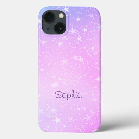 白い星、紫とピンクグラデーション、紫の名前 Case-Mate iPhoneケース (裏面)
