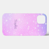 白い星、紫とピンクグラデーション、紫の名前 Case-Mate iPhoneケース (裏面 (横))