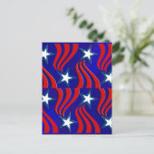 白い星、赤いストライプ星、青い背景 ポストカード (スタンド正面)