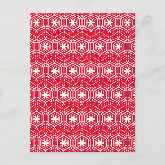 白い星、雪、赤い冬の休日 ポストカード (正面)