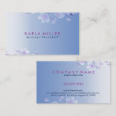 白い春の花の空 – 青の背景 名刺 (正面/裏面)