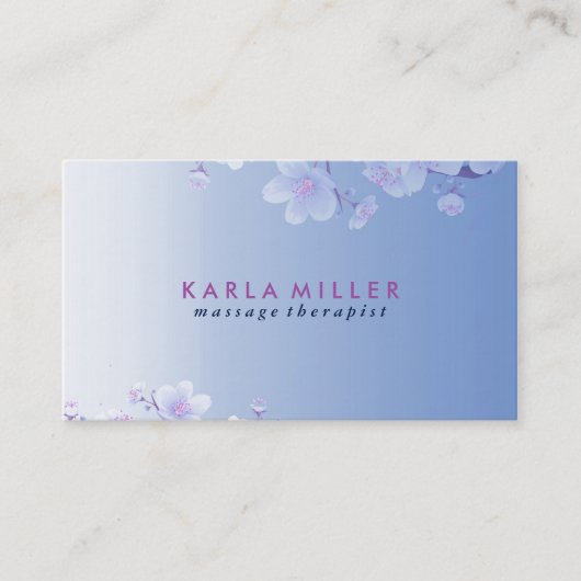 白い春の花の空 – 青の背景 名刺 (正面)