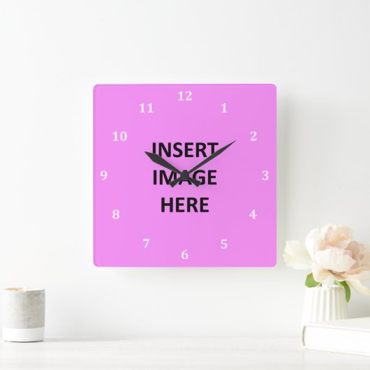 白い時字のカスタムなテンプレートはあなた専有物を作ります スクエア壁時計 (ホーム)