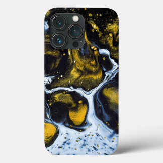白い暗い金の液体の背景のiPhoneケース iPhone 13 Proケース