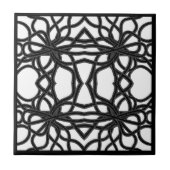 白い曲線対称パターン上のZip結合黒 タイル (正面)