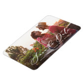 白い書お洒落道写真の日付を保存 マグネット (左側)