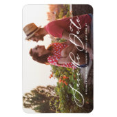 白い書お洒落道写真の日付を保存 マグネット (縦)