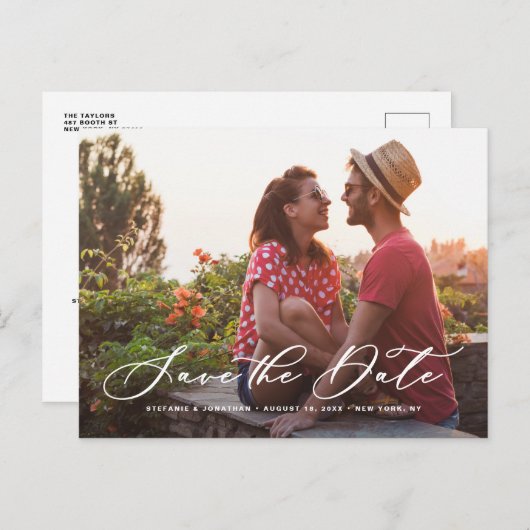 白い書お洒落道写真の日付を保存 案内ポストカード (正面/裏面)