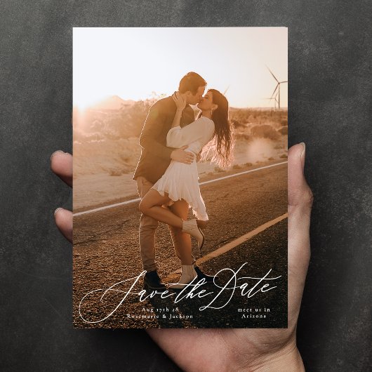 白い書エレガント跡の写真結婚The's セーブザデート