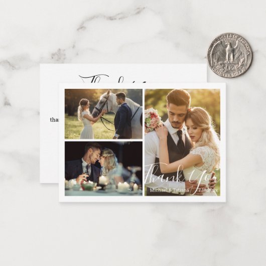 白い書結婚道の写真のコラージュ感謝していユー ノートカード (正面/裏面インサイチュ)