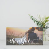 白い書道のスクリプト感謝の写真結婚の サンキューカード (スタンド正面)