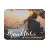 白い書道のスクリプト感謝の写真結婚の マグネット (横)