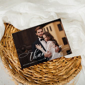 白い書道のレタリング結婚の写真 サンキューカード