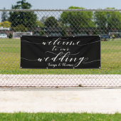 白い書道の黒へようこそ結婚 横断幕 (インサイチュ)