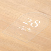 白い書道アモダンクリルアーチテーブル番号 アクリル招待状 (レイダウン)