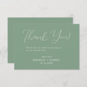 白い書道オンSageグリーンサンキューカード サンキューカード (正面/裏面)